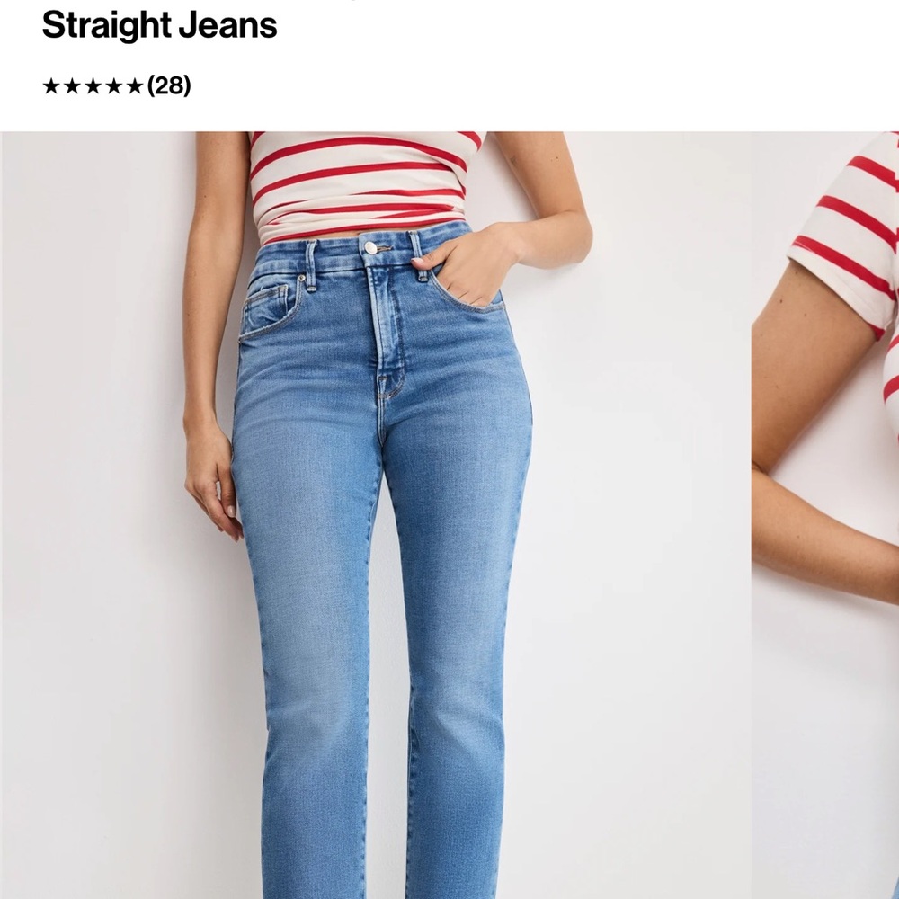 Good American Light Blue Straight Leg Jeans